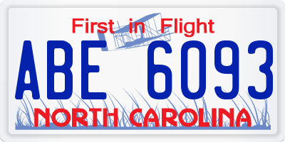 NC license plate ABE6093