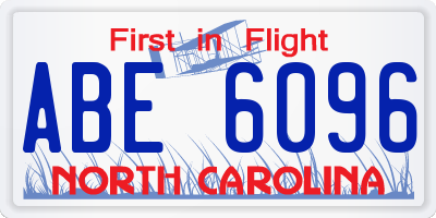 NC license plate ABE6096