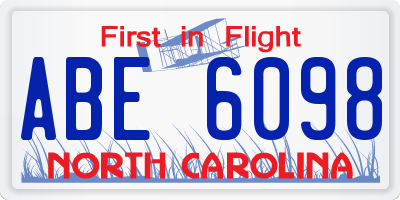 NC license plate ABE6098
