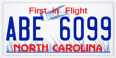 NC license plate ABE6099