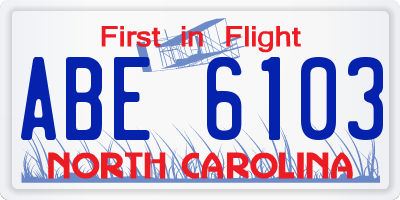 NC license plate ABE6103