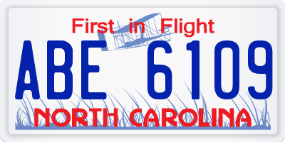 NC license plate ABE6109