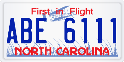 NC license plate ABE6111