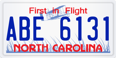 NC license plate ABE6131
