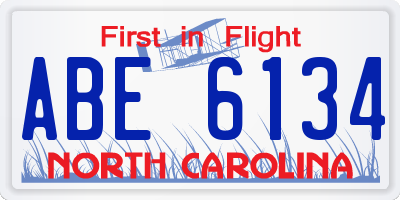 NC license plate ABE6134