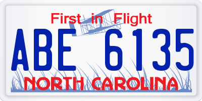 NC license plate ABE6135