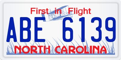 NC license plate ABE6139