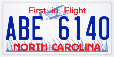 NC license plate ABE6140