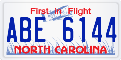 NC license plate ABE6144