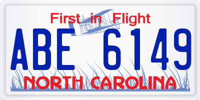 NC license plate ABE6149
