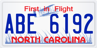 NC license plate ABE6192