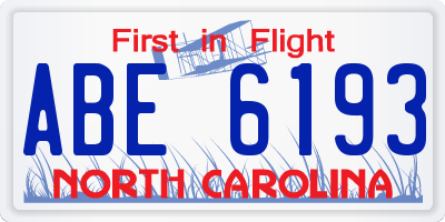 NC license plate ABE6193