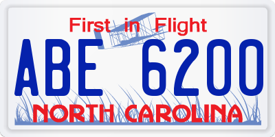 NC license plate ABE6200