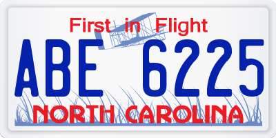 NC license plate ABE6225
