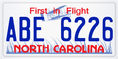 NC license plate ABE6226