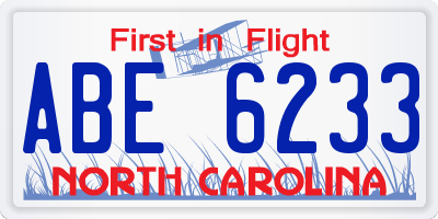 NC license plate ABE6233