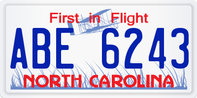 NC license plate ABE6243