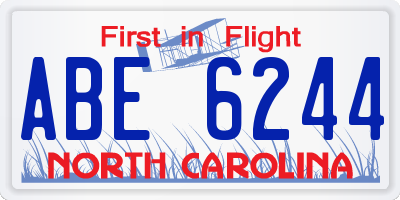 NC license plate ABE6244