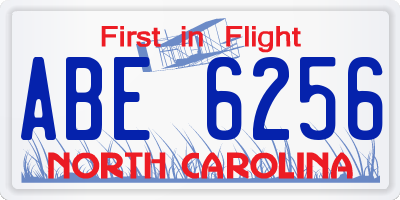 NC license plate ABE6256