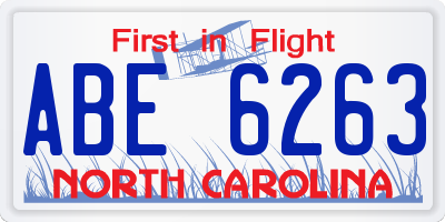NC license plate ABE6263