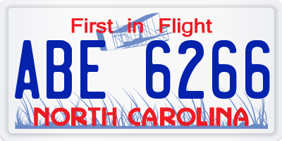 NC license plate ABE6266
