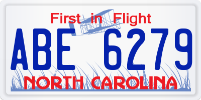 NC license plate ABE6279