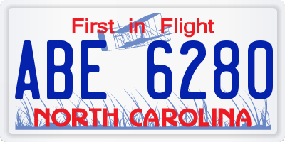 NC license plate ABE6280