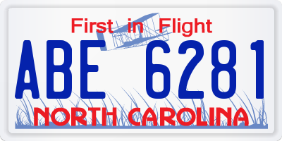 NC license plate ABE6281