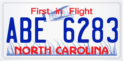 NC license plate ABE6283