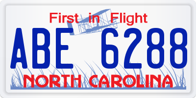 NC license plate ABE6288