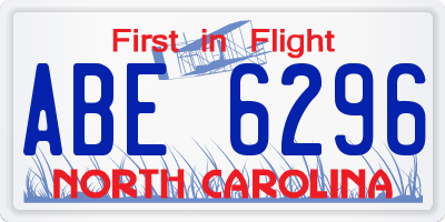 NC license plate ABE6296