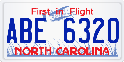 NC license plate ABE6320