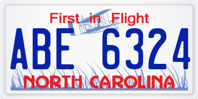 NC license plate ABE6324