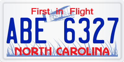 NC license plate ABE6327
