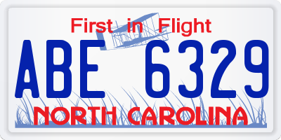 NC license plate ABE6329