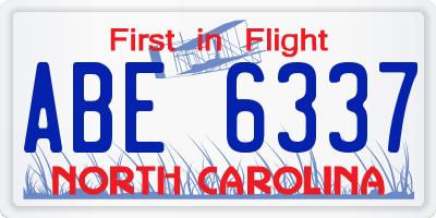 NC license plate ABE6337