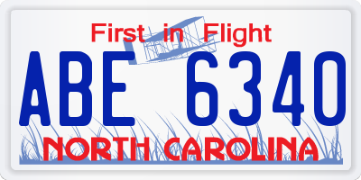 NC license plate ABE6340