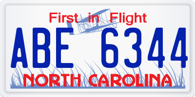 NC license plate ABE6344
