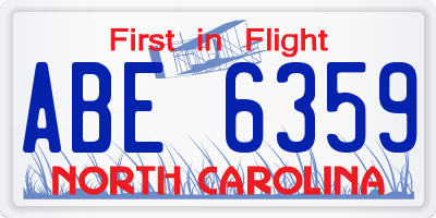 NC license plate ABE6359