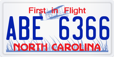 NC license plate ABE6366
