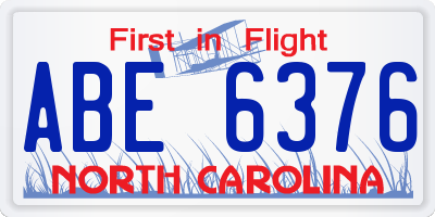 NC license plate ABE6376