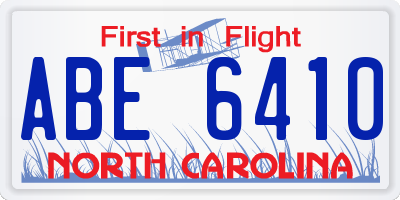 NC license plate ABE6410