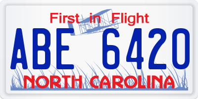 NC license plate ABE6420