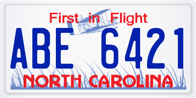 NC license plate ABE6421