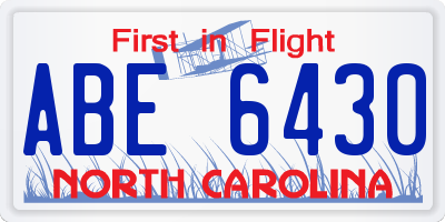 NC license plate ABE6430