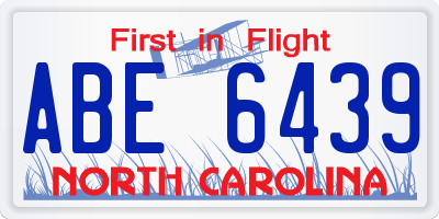 NC license plate ABE6439