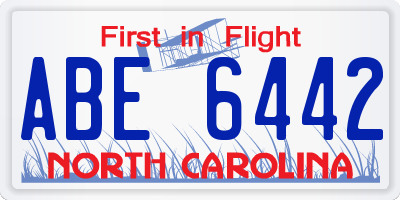 NC license plate ABE6442