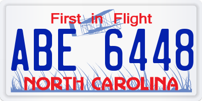 NC license plate ABE6448
