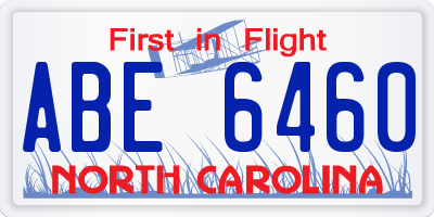 NC license plate ABE6460