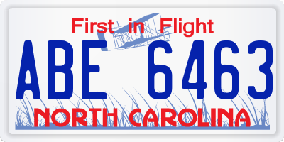 NC license plate ABE6463